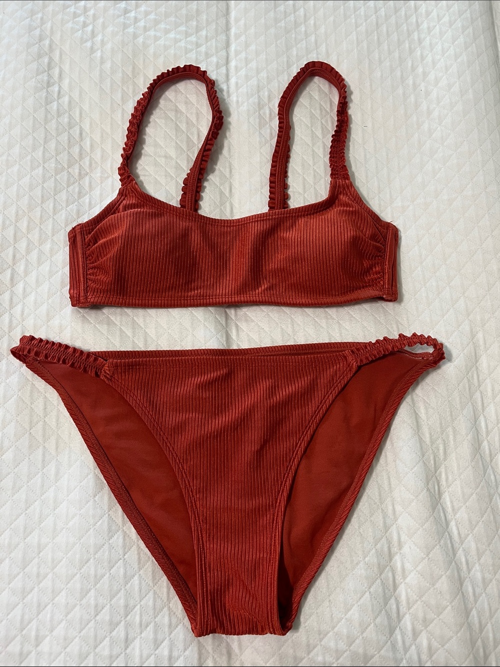 Xhilaration Rust Color Ruffle Bikini Set Size Medium